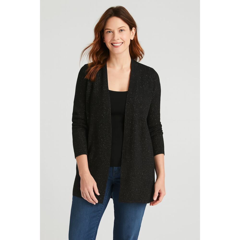 INC International Concepts Cardigan Womens Medium Open Front Sparkle Sweater